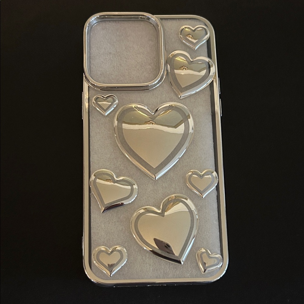 Silver Heart Design Phone Case